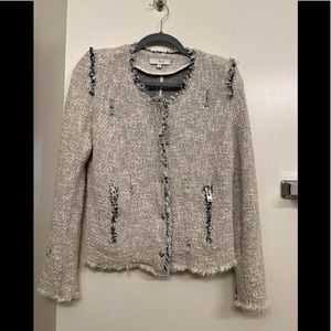 IRO Paris Women's AGNETTE Tweed Cotton Distressed Frayed Jacket Size 36